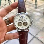 Copy Patek Philippe Geneve Double Tourbillon Moonphase Watch 42mm White Dial